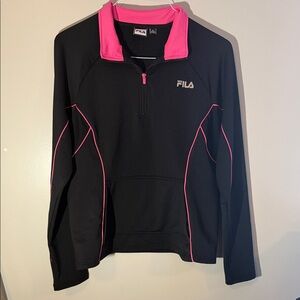 FILA 1/4 zip Black Pullover with Pink Highlights NWOT Sz. XL